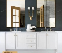 Gương chữ nhật phòng tắm khung inox 304 mạ PVD vàng gold M68BKMV