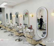 Gương Salon Hình Bầu Dục Mạ PVD Vàng Có Led Cao Cấp - DKL616.2A