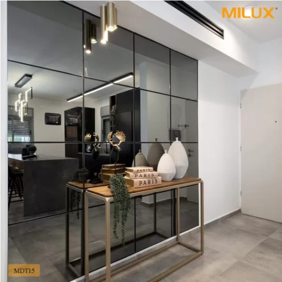 Gương Ghép Dán Tường Trang Trí Phòng Khách Màu Xám Khói MDT15